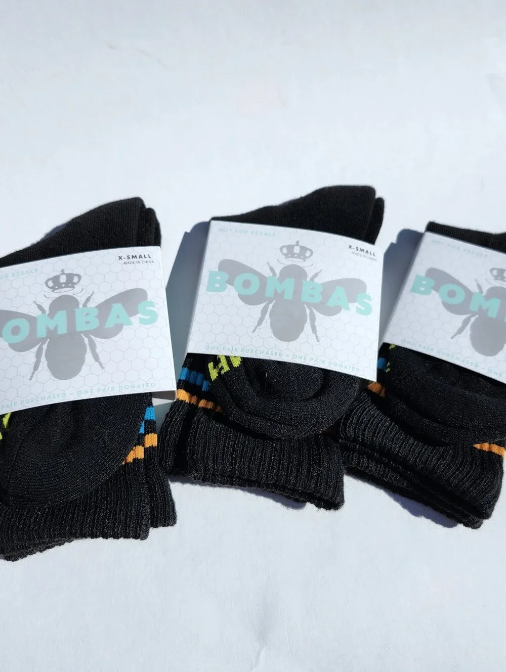 Bombas Kids Socks with Blue and Orange Accents Xs